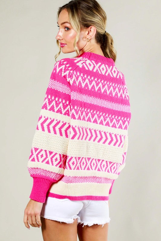 Ivy Crewneck Patterned Knit Sweater Ivy Crewneck Patterned Knit Sweater