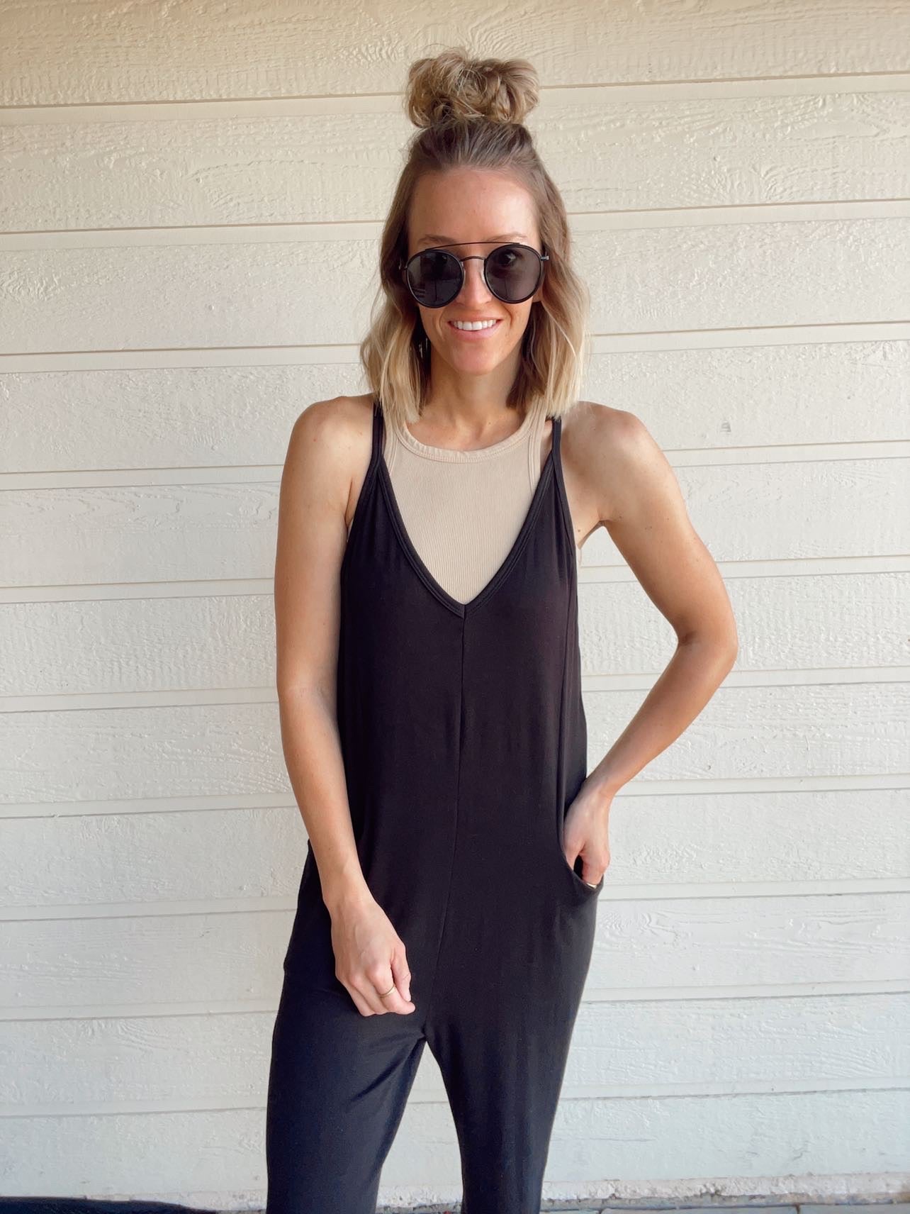The Kourtney Relaxed Fit V-neck Jumpsuit The Kourtney Relaxed Fit V-neck Jumpsuit