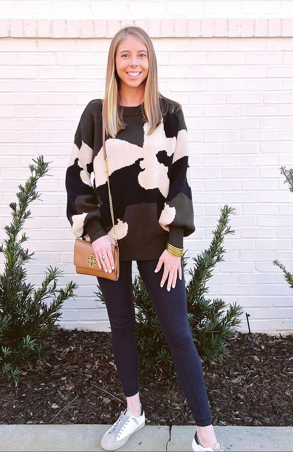 Quinn Camo Pattern Puff Sleeve Sweater Quinn Camo Pattern Puff Sleeve Sweater