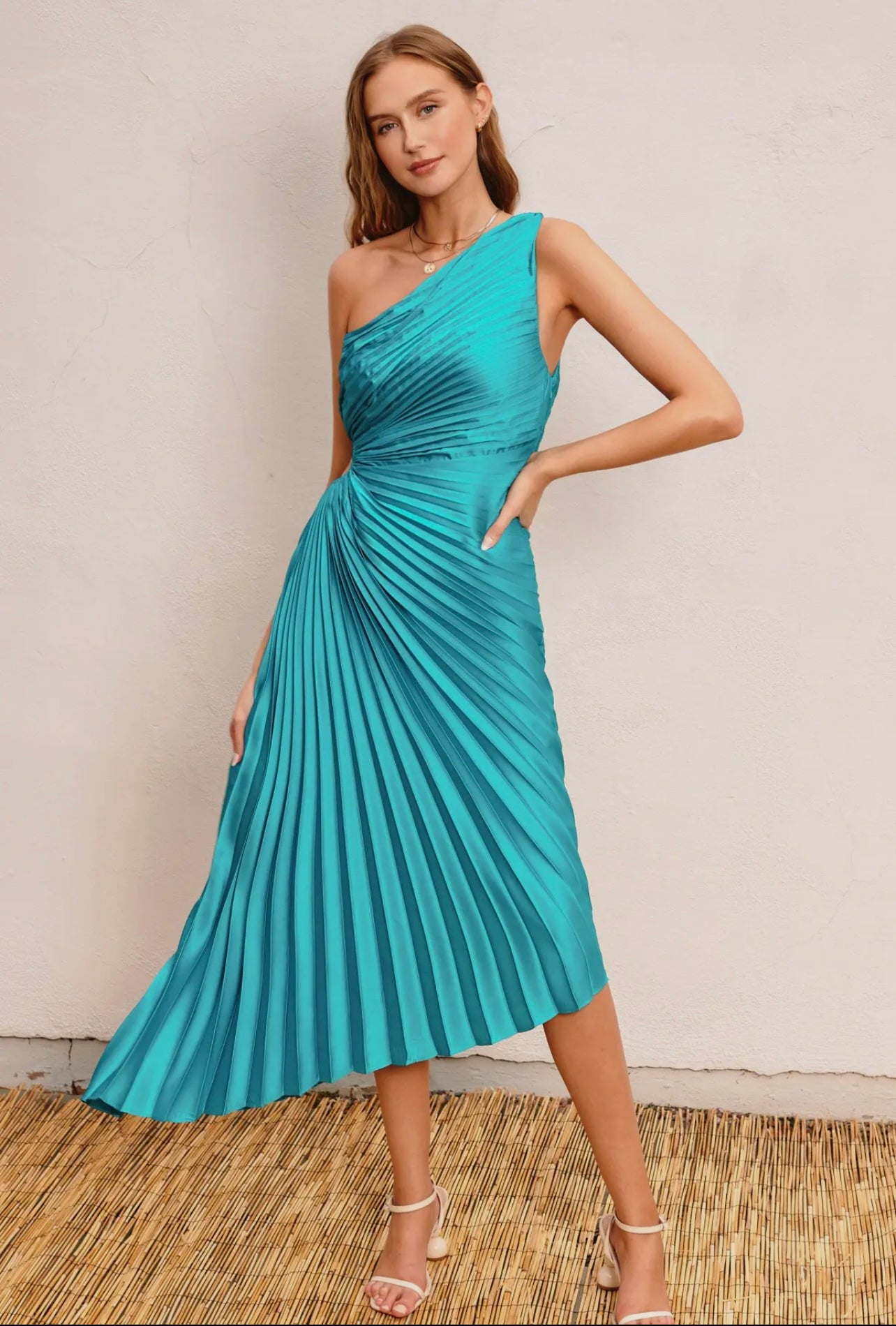Olympia Single Shoulder Pleated Maxi Dress Olympia Single Shoulder Pleated Maxi Dress