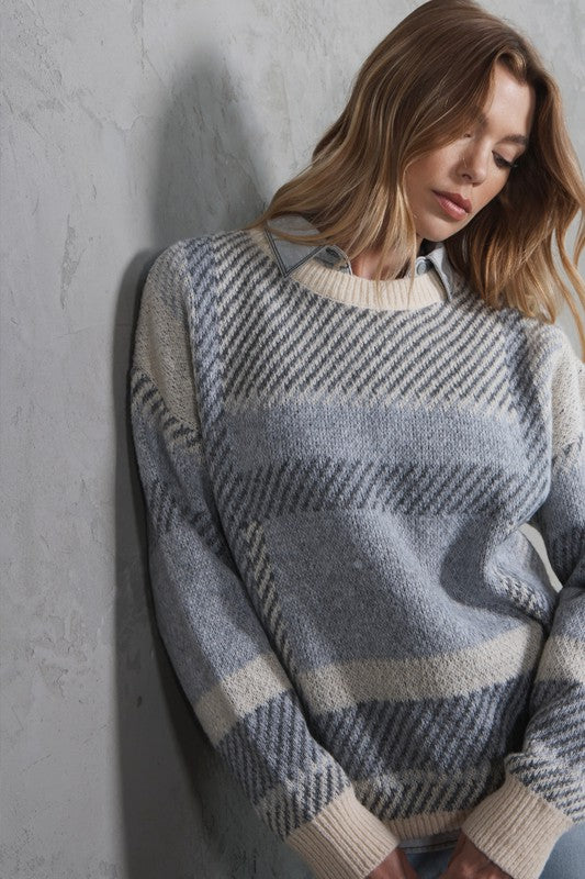 Tyler Plaid Knit Crewneck Sweater Tyler Plaid Knit Crewneck Sweater
