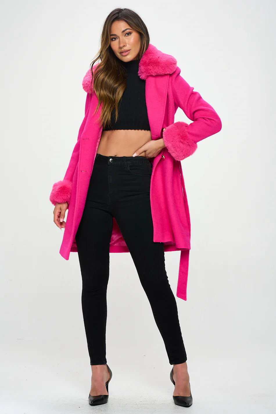 Philippa Vegan Wool Coat with Faux Fur Collar Philippa Vegan Wool Coat with Faux Fur Collar