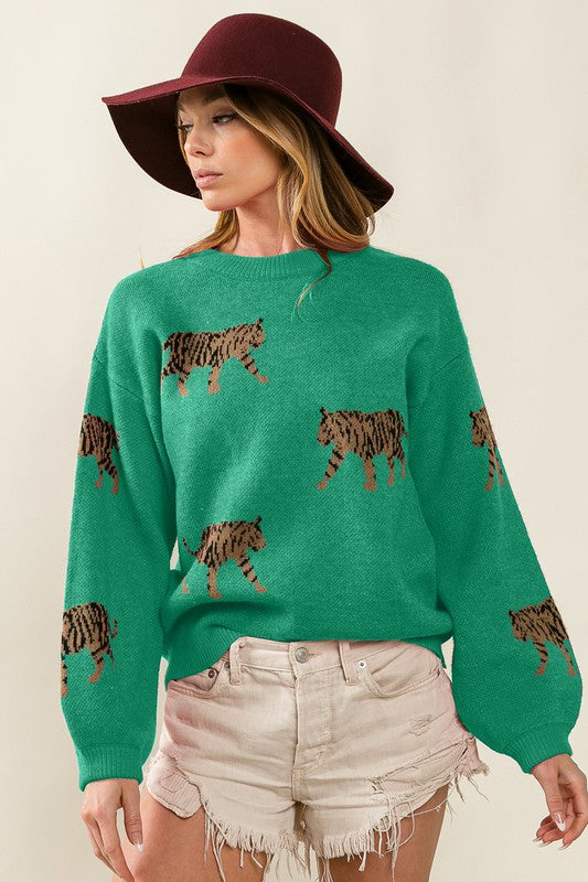 Tabitha Tiger Pattern Knit Sweater Tabitha Tiger Pattern Knit Sweater