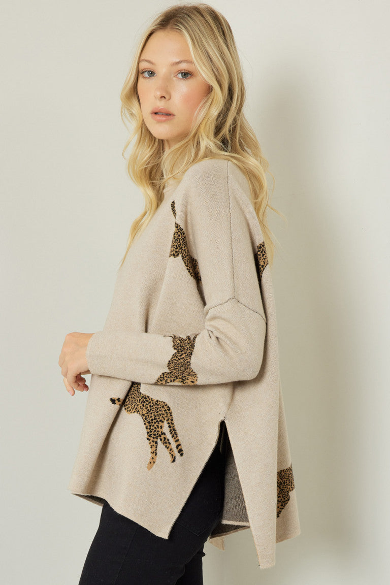 Cheetah Print Knit Sweater Cheetah Print Knit Sweater