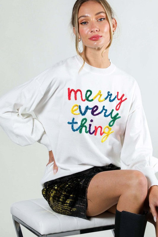 Merry Everything Crewneck Knit Sweater Merry Everything Crewneck Knit Sweater
