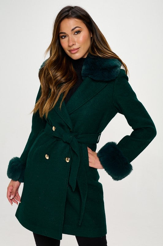 Philippa Vegan Wool Coat with Faux Fur Collar Philippa Vegan Wool Coat with Faux Fur Collar