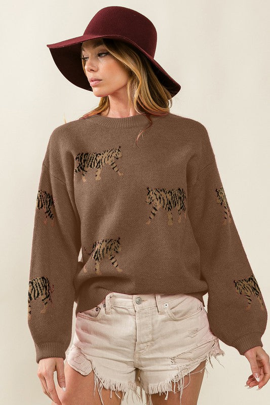 Tabitha Tiger Pattern Knit Sweater Tabitha Tiger Pattern Knit Sweater