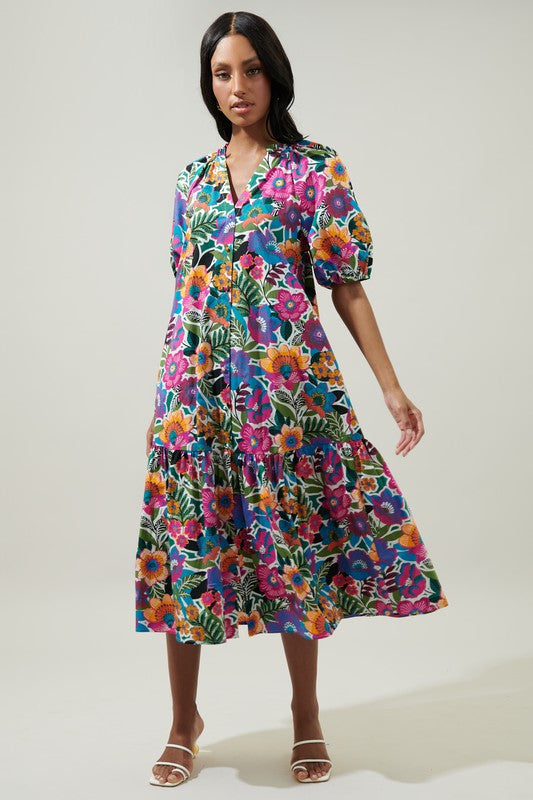 Santa Elena Wynette Tiered Midi Dress Santa Elena Wynette Tiered Midi Dress