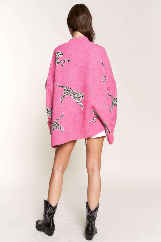 Emerson Pink Cheetah Print Knit Sweater Emerson Pink Cheetah Print Knit Sweater