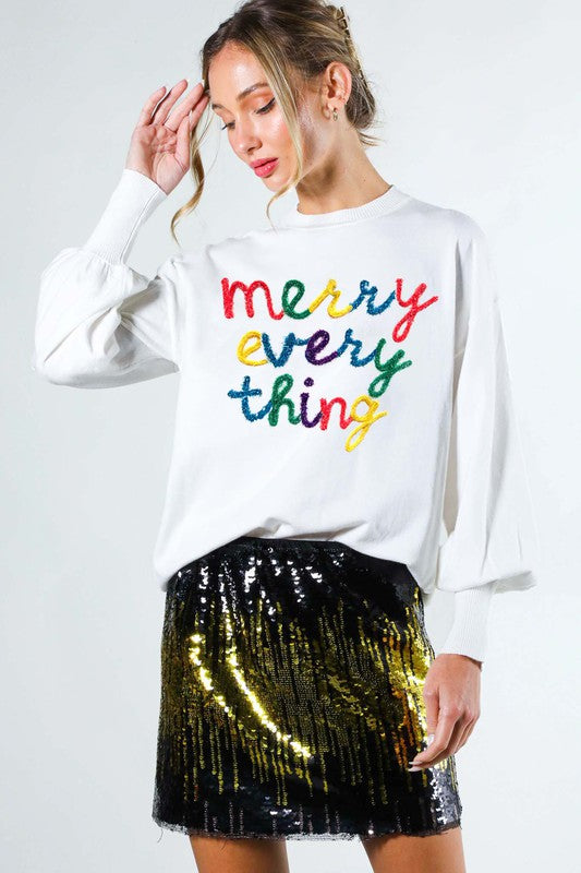Merry Everything Crewneck Knit Sweater Merry Everything Crewneck Knit Sweater