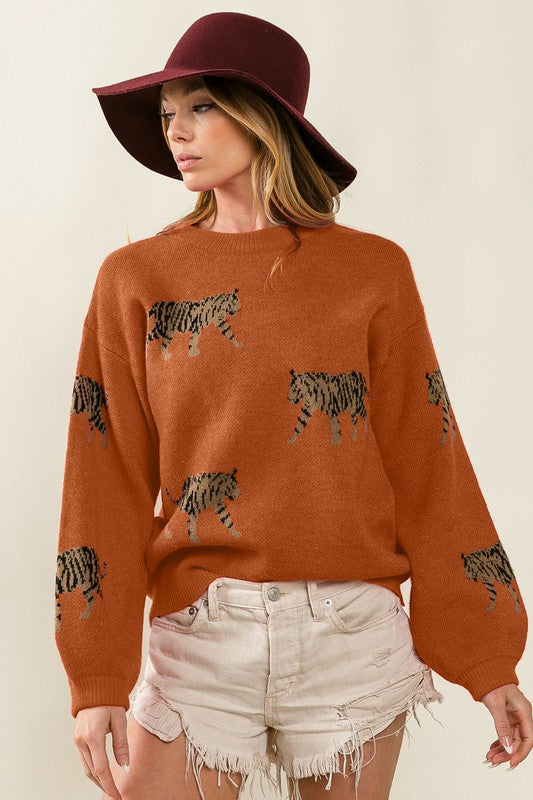 Tabitha Tiger Pattern Knit Sweater Tabitha Tiger Pattern Knit Sweater