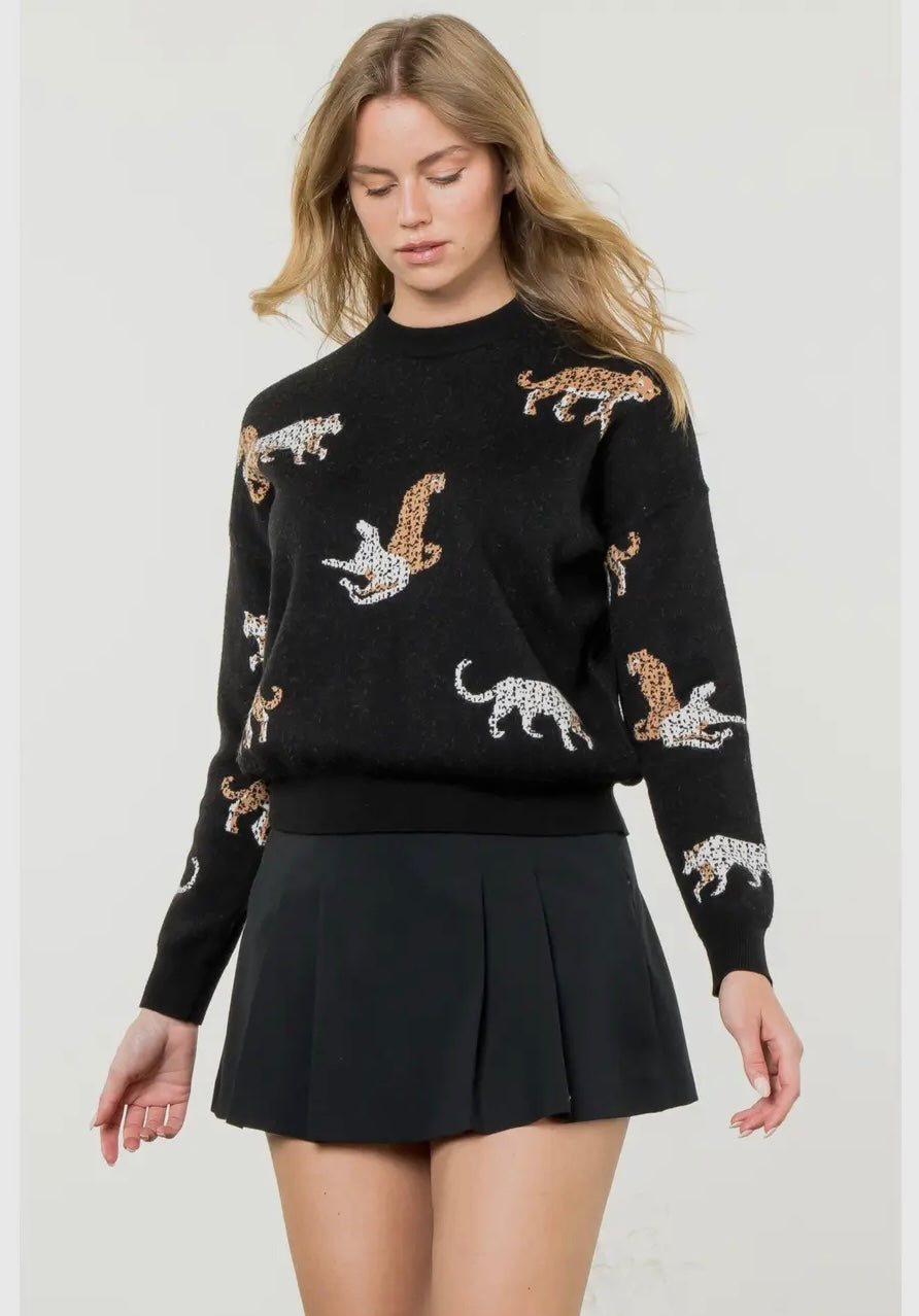 Jaguar Pattern Knit Sweater Jaguar Pattern Knit Sweater
