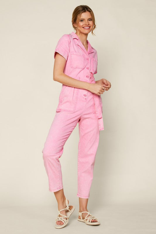 Cassandra Short Sleeve Cotton Utility Jumpsuit Cassandra Short Sleeve Cotton Utility Jumpsuit