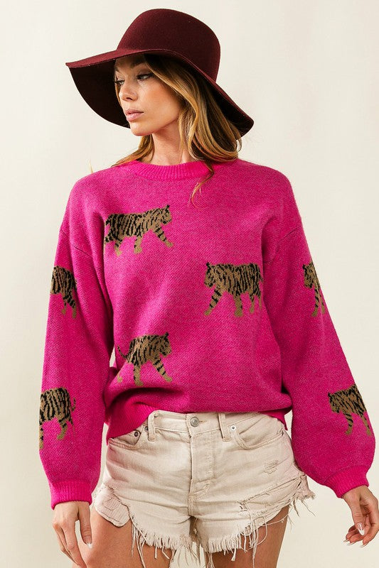 Tabitha Tiger Pattern Knit Sweater Tabitha Tiger Pattern Knit Sweater