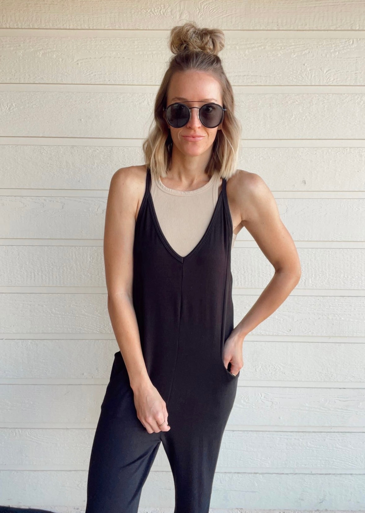 The Kourtney Relaxed Fit V-neck Jumpsuit The Kourtney Relaxed Fit V-neck Jumpsuit