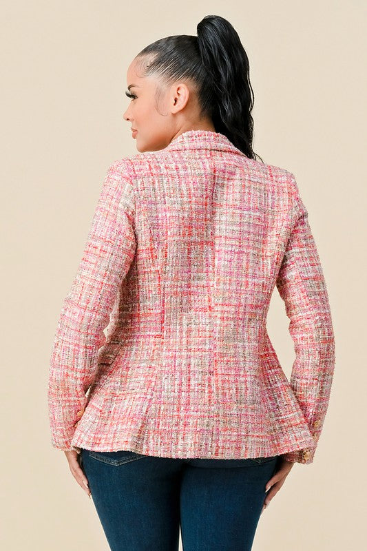 Blush Tweed Double Breasted Blazer Blush Tweed Double Breasted Blazer