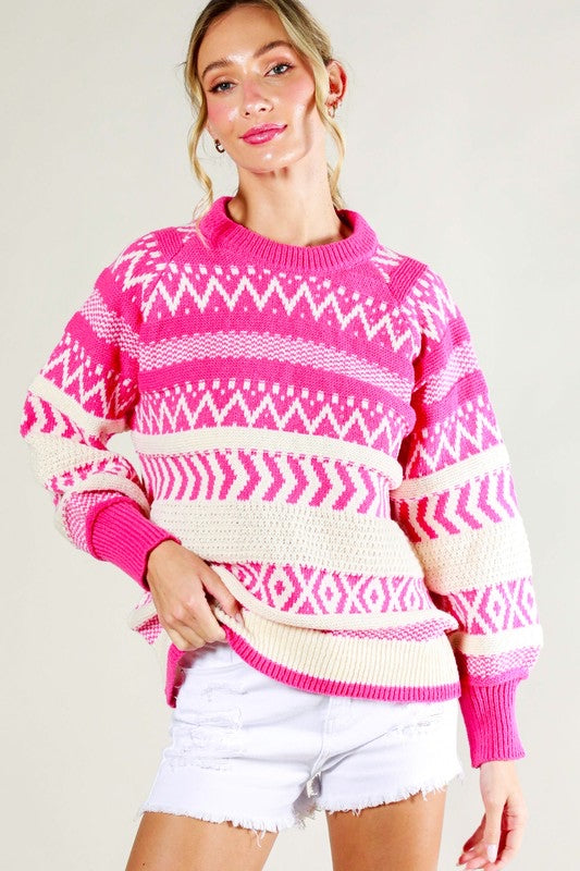 Ivy Crewneck Patterned Knit Sweater Ivy Crewneck Patterned Knit Sweater