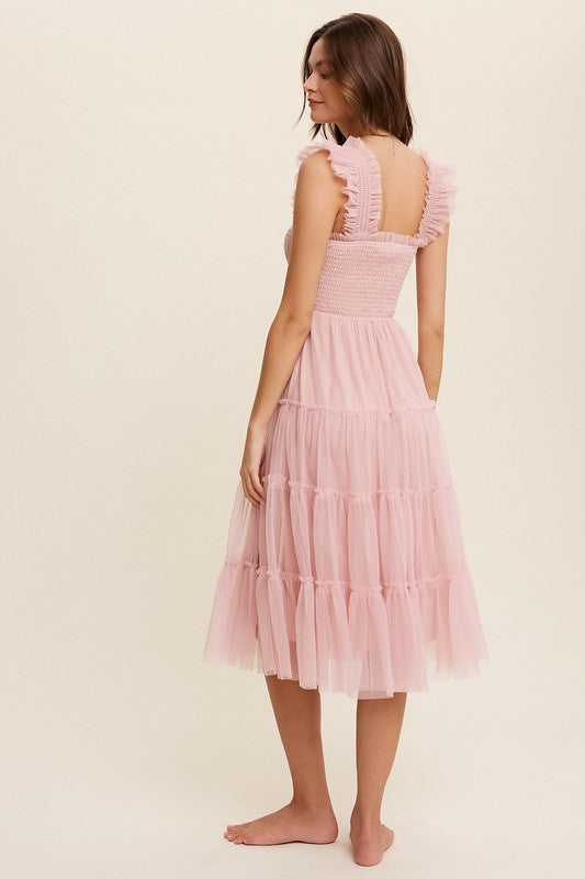 Amelie Tiered Tulle Midi Dress Amelie Tiered Tulle Midi Dress