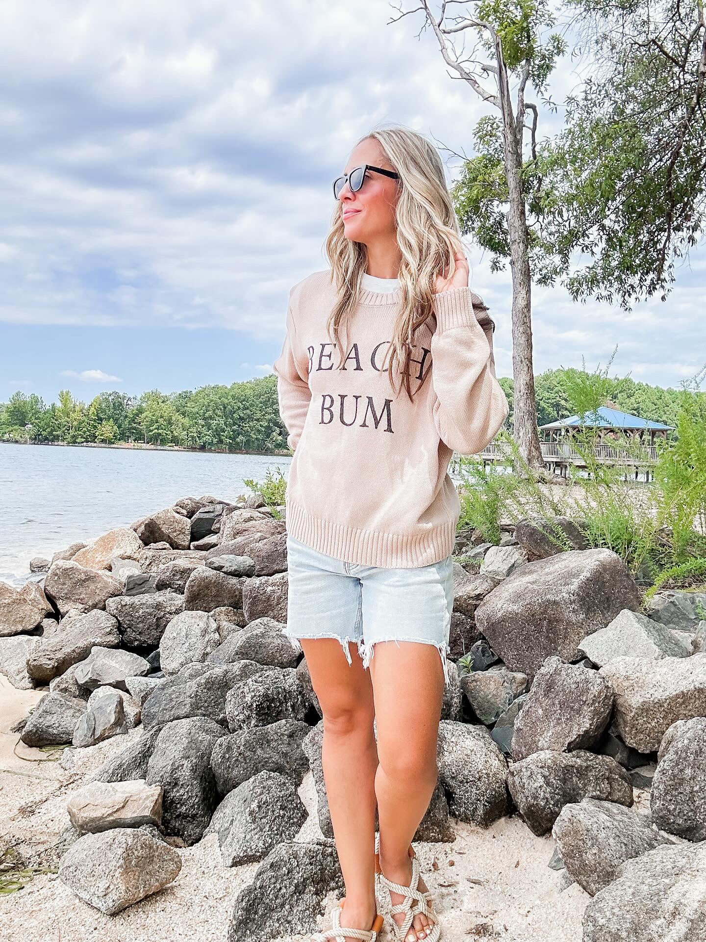 BEACH BUM Round Neck Long Sleeve Knit Sweater BEACH BUM Round Neck Long Sleeve Knit Sweater