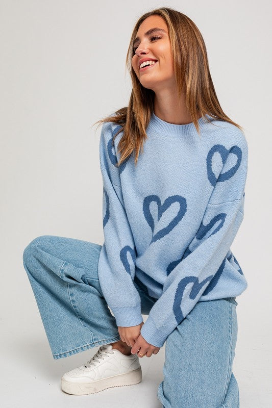 Bianca Heart Pattern Knit Sweater Bianca Heart Pattern Knit Sweater