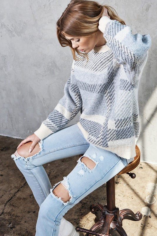 Tyler Plaid Knit Crewneck Sweater Tyler Plaid Knit Crewneck Sweater