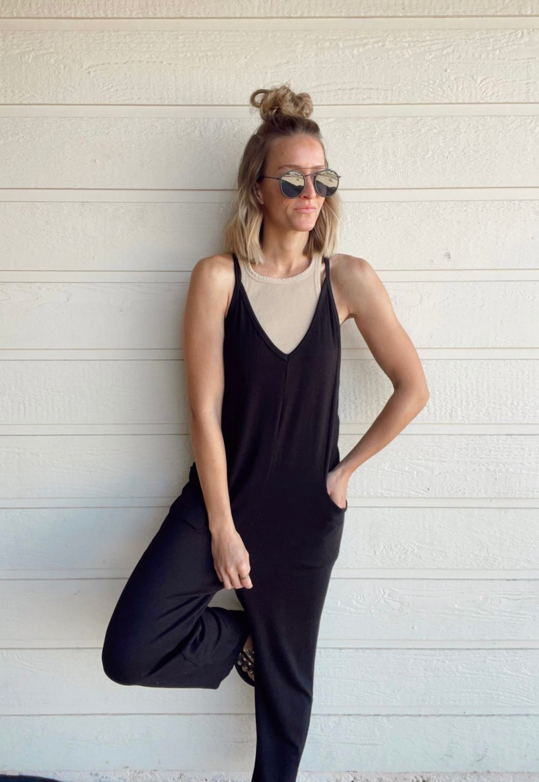 The Kourtney Relaxed Fit V-neck Jumpsuit The Kourtney Relaxed Fit V-neck Jumpsuit