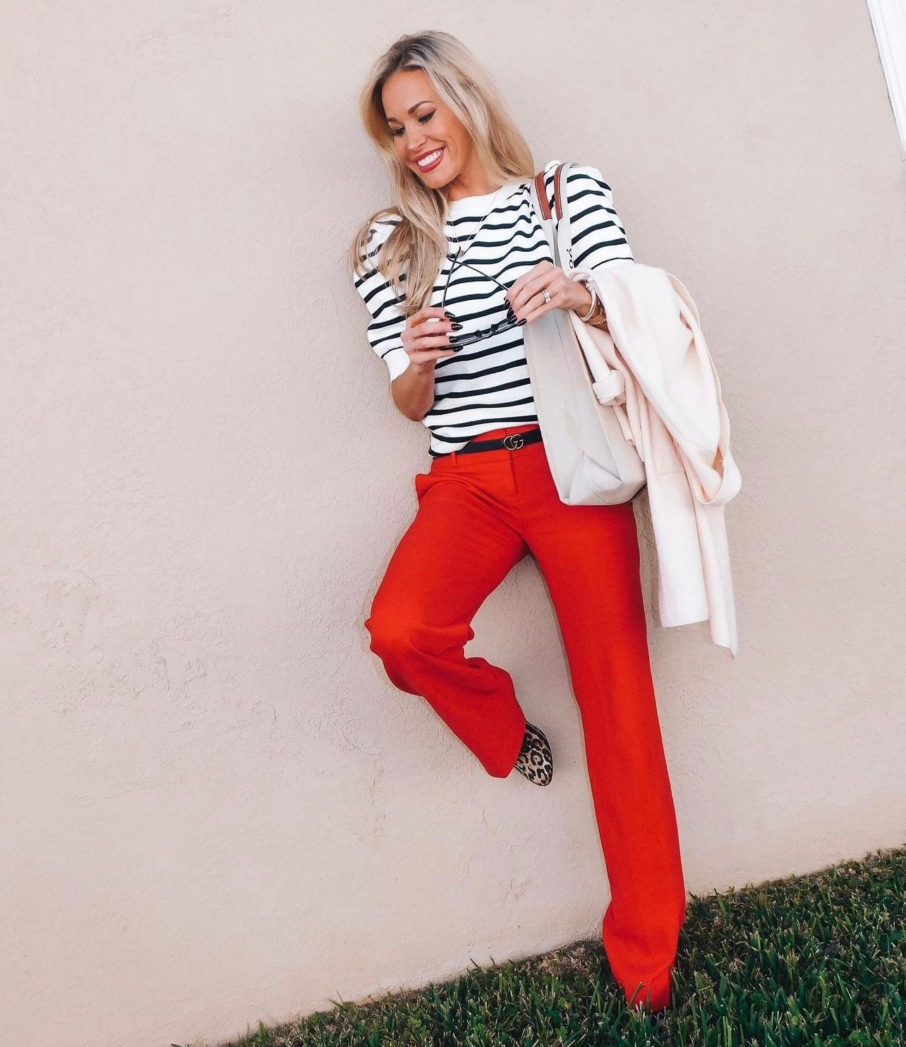 Ava Crewneck Puff Short Sleeve Stripe Sweater Top Ava Crewneck Puff Short Sleeve Stripe Sweater Top
