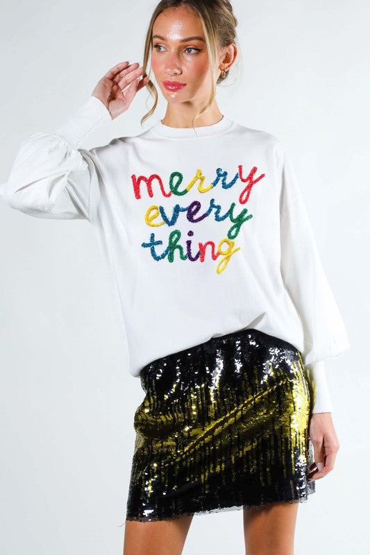Merry Everything Crewneck Knit Sweater Merry Everything Crewneck Knit Sweater
