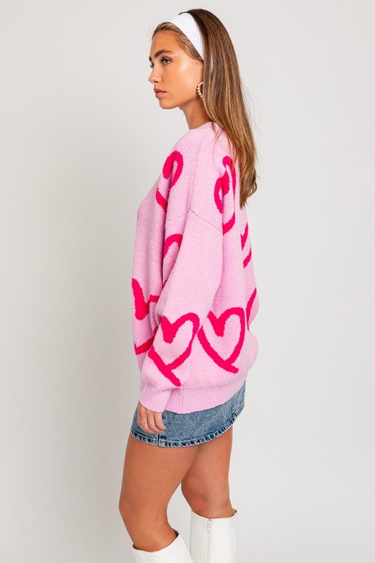 Bianca Heart Pattern Knit Sweater Bianca Heart Pattern Knit Sweater