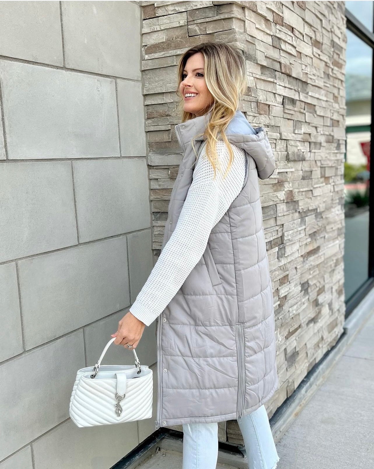 Layla Long Hooded Puffer Vest Layla Long Hooded Puffer Vest