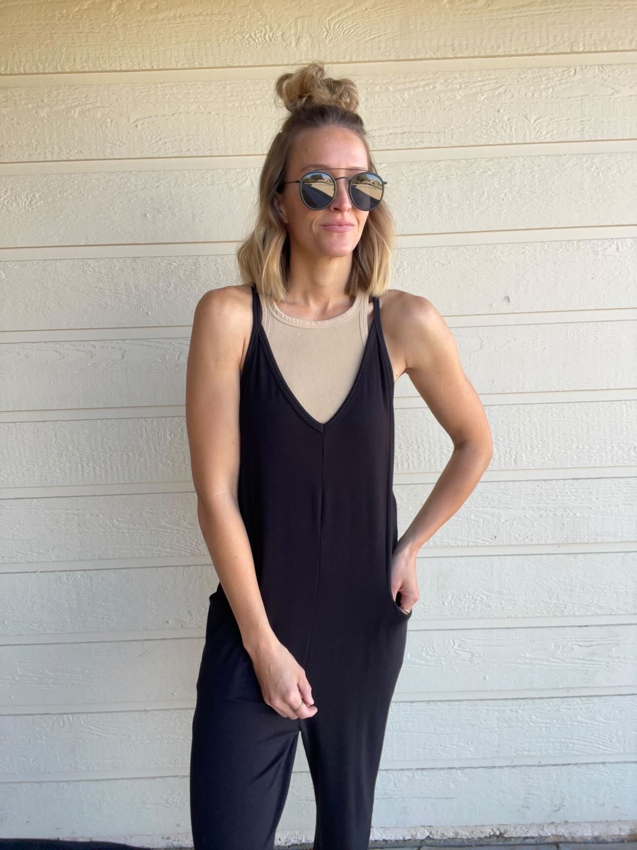 The Kourtney Relaxed Fit V-neck Jumpsuit The Kourtney Relaxed Fit V-neck Jumpsuit
