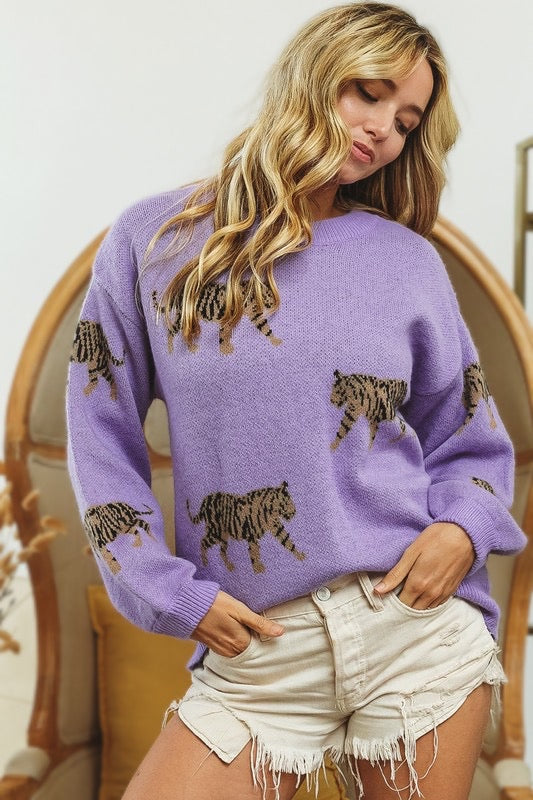 Tabitha Tiger Pattern Knit Sweater Tabitha Tiger Pattern Knit Sweater