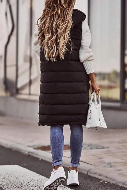Layla Long Hooded Puffer Vest Layla Long Hooded Puffer Vest