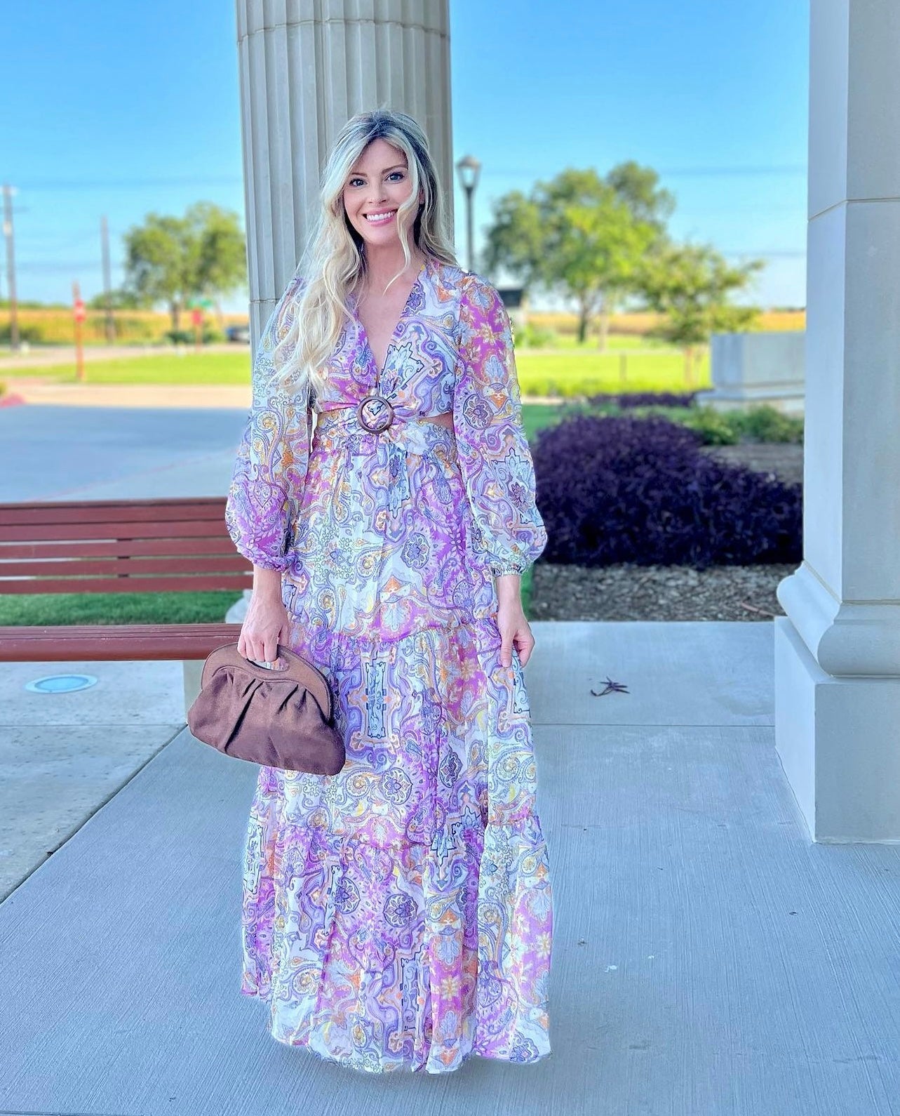 Presley Paisley Print Long Sleeve V-Neck Maxi Dress Presley Paisley Print Long Sleeve V-Neck Maxi Dress