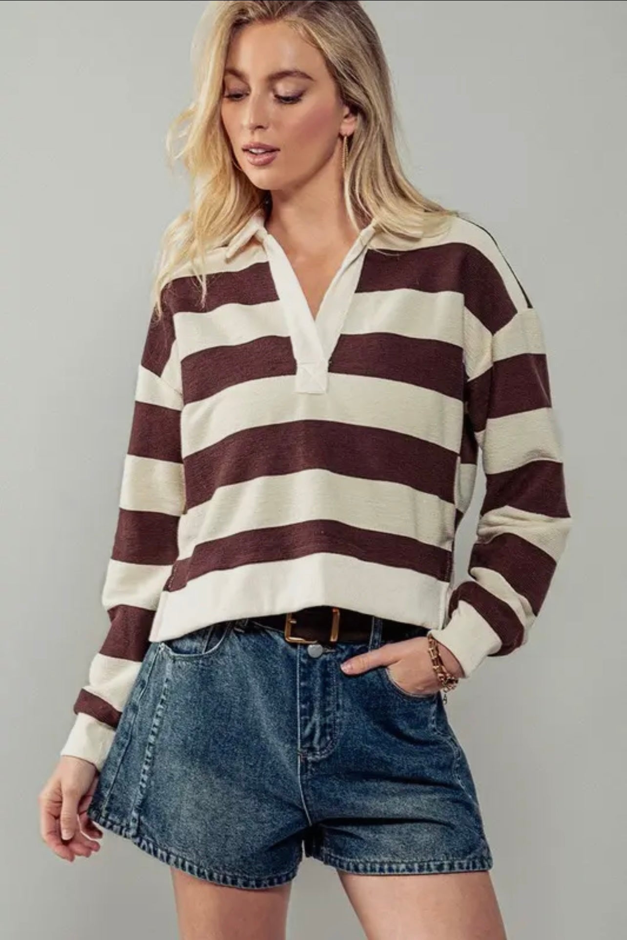Brynn Retro Striped Rugby Shirt Brynn Retro Striped Rugby Shirt