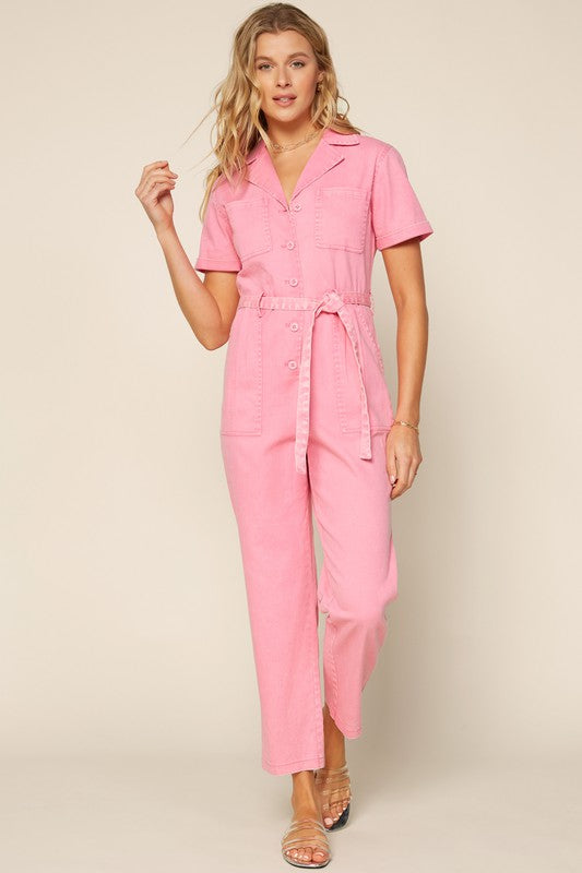 Cassandra Short Sleeve Cotton Utility Jumpsuit Cassandra Short Sleeve Cotton Utility Jumpsuit