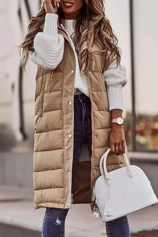 Layla Long Hooded Puffer Vest Layla Long Hooded Puffer Vest