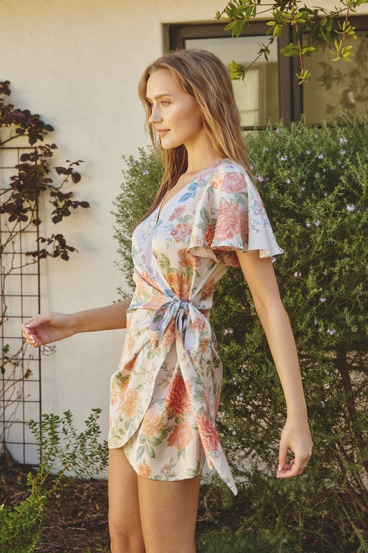 Aurora Floral Print Satin Mini Dress Aurora Floral Print Satin Mini Dress