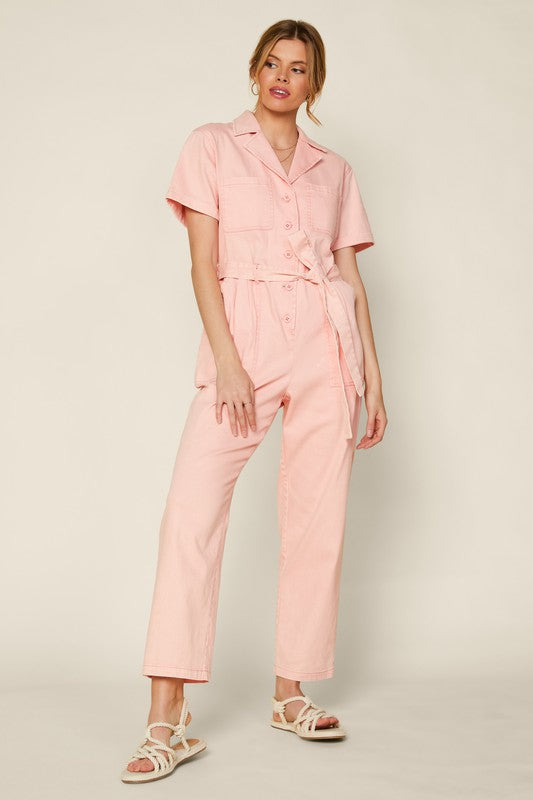 Cassandra Short Sleeve Cotton Utility Jumpsuit Cassandra Short Sleeve Cotton Utility Jumpsuit