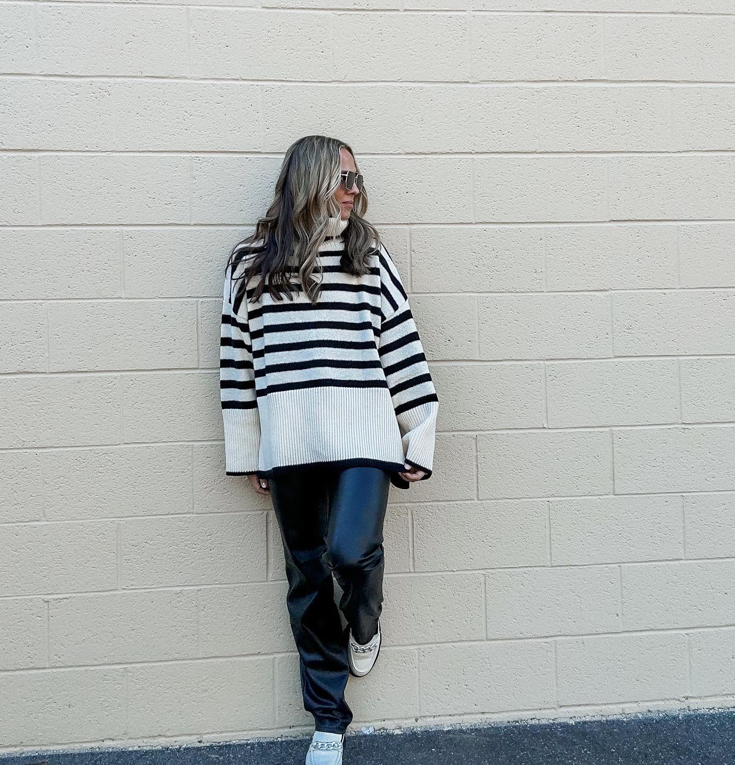 Stevie Striped Turtleneck Pullover Knit Sweater Stevie Striped Turtleneck Pullover Knit Sweater