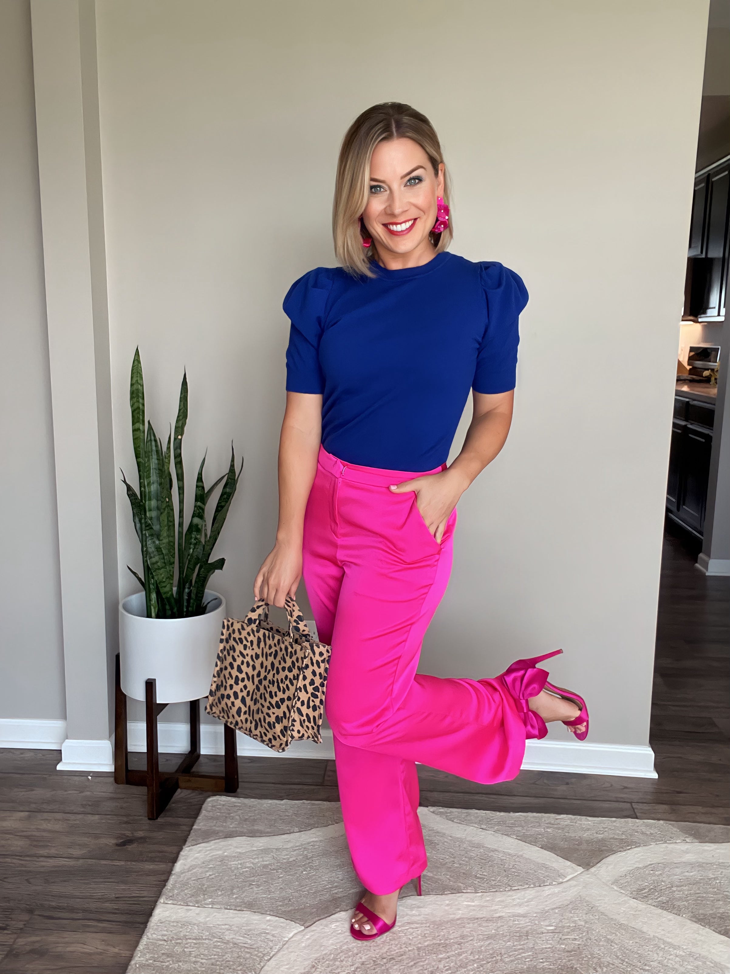 Ava Crewneck Puff Short Sleeve Stripe Sweater Top Ava Crewneck Puff Short Sleeve Stripe Sweater Top