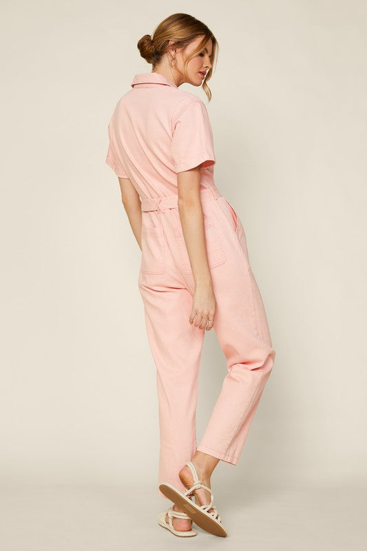 Cassandra Short Sleeve Cotton Utility Jumpsuit Cassandra Short Sleeve Cotton Utility Jumpsuit