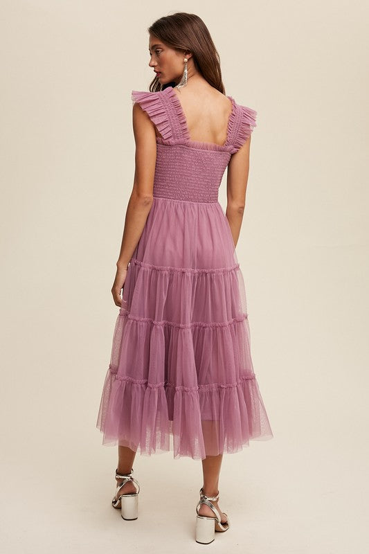 Amelie Tiered Tulle Midi Dress Amelie Tiered Tulle Midi Dress