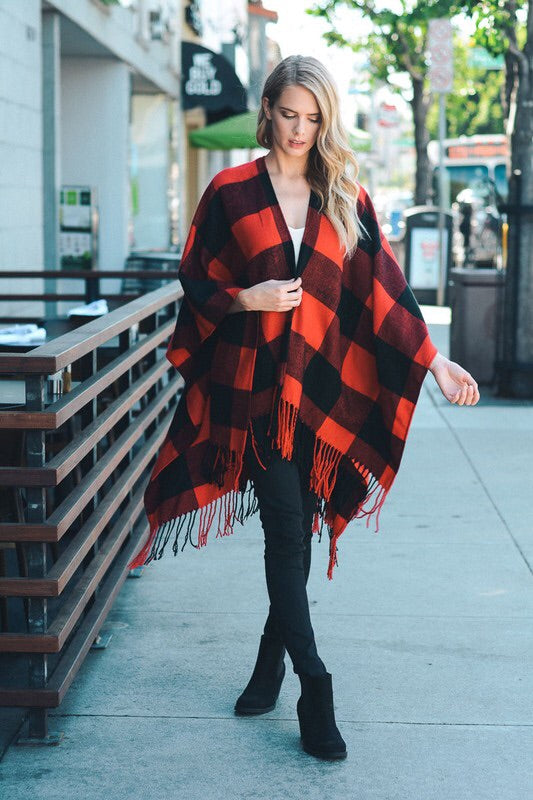 Jenny Buffalo Check Plaid Poncho Jenny Buffalo Check Plaid Poncho