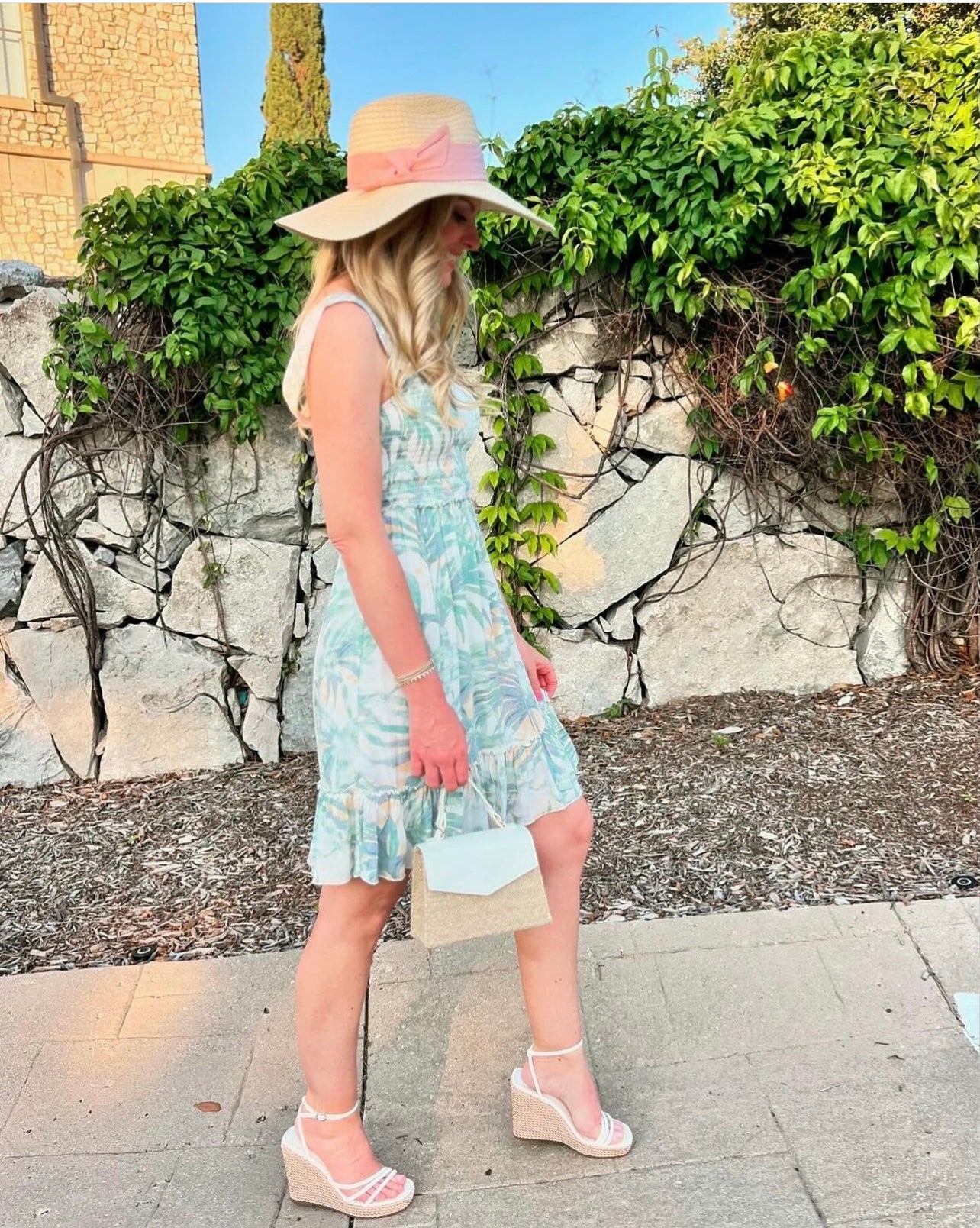 Palm Leaf Smocked Mini Dress Palm Leaf Smocked Mini Dress