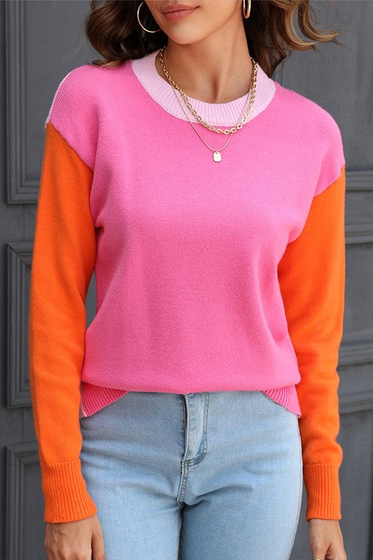 Ceres Crewneck Color Block Knit Sweater Ceres Crewneck Color Block Knit Sweater