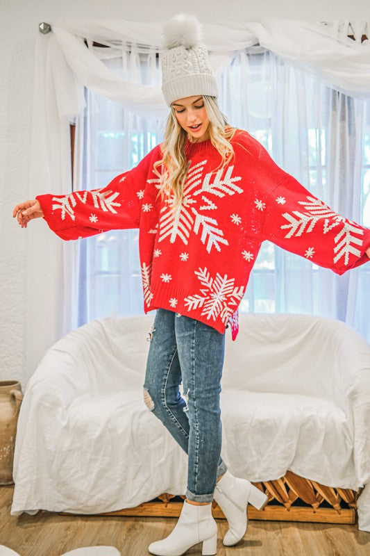 Snowflake Pattern Holiday Knit Sweater Snowflake Pattern Holiday Knit Sweater