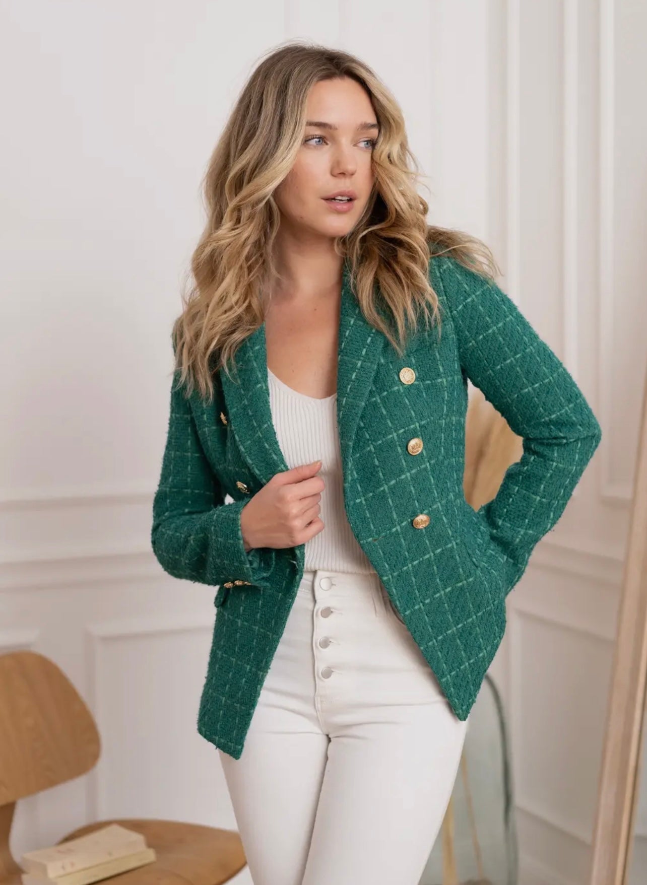 Elise Double Breasted Tweed Blazer Elise Double Breasted Tweed Blazer
