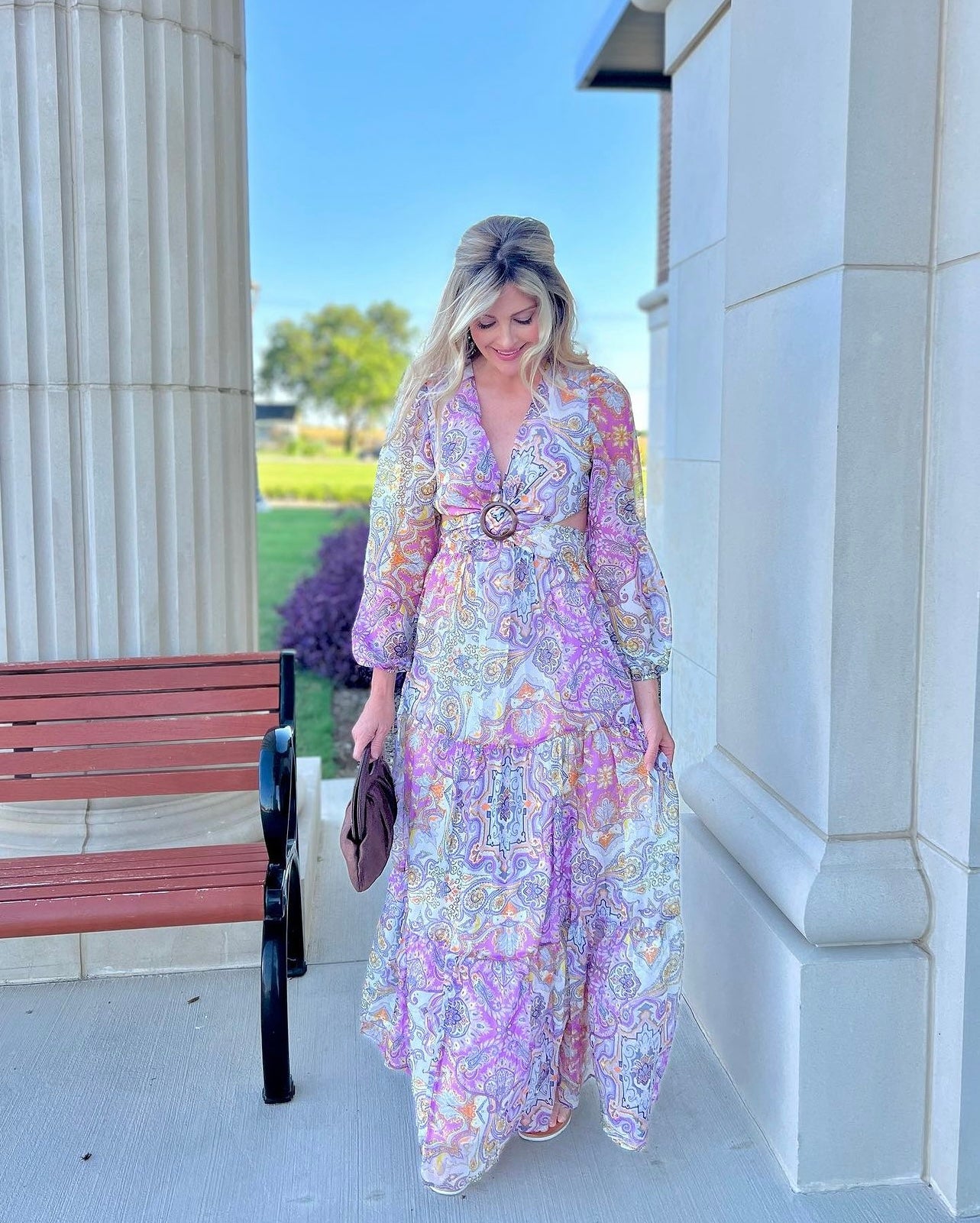 Presley Paisley Print Long Sleeve V-Neck Maxi Dress Presley Paisley Print Long Sleeve V-Neck Maxi Dress