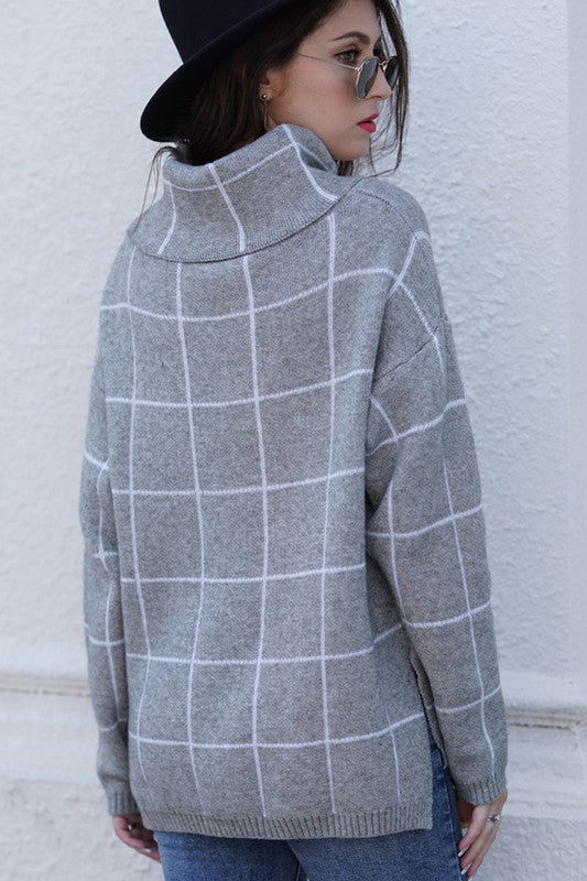 Claire Windowpane Plaid Sweater Claire Windowpane Plaid Sweater